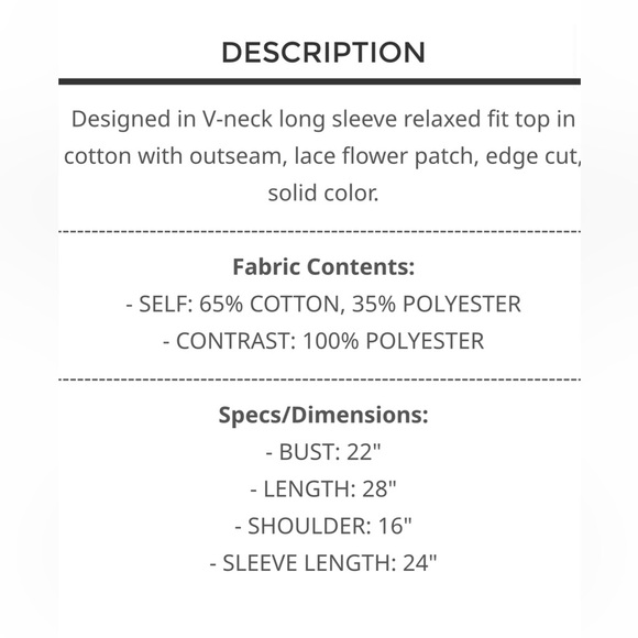 299 🩶POL. Gray V-Neck Long Sleeve Top with Black Floral Design - Picture 5 of 5